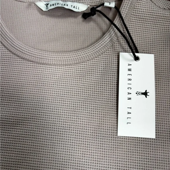 American Tall Cropped Long Sleeve Waffle Shirt for Tall Women DESERT ROSE Size S - Picture 11 of 13